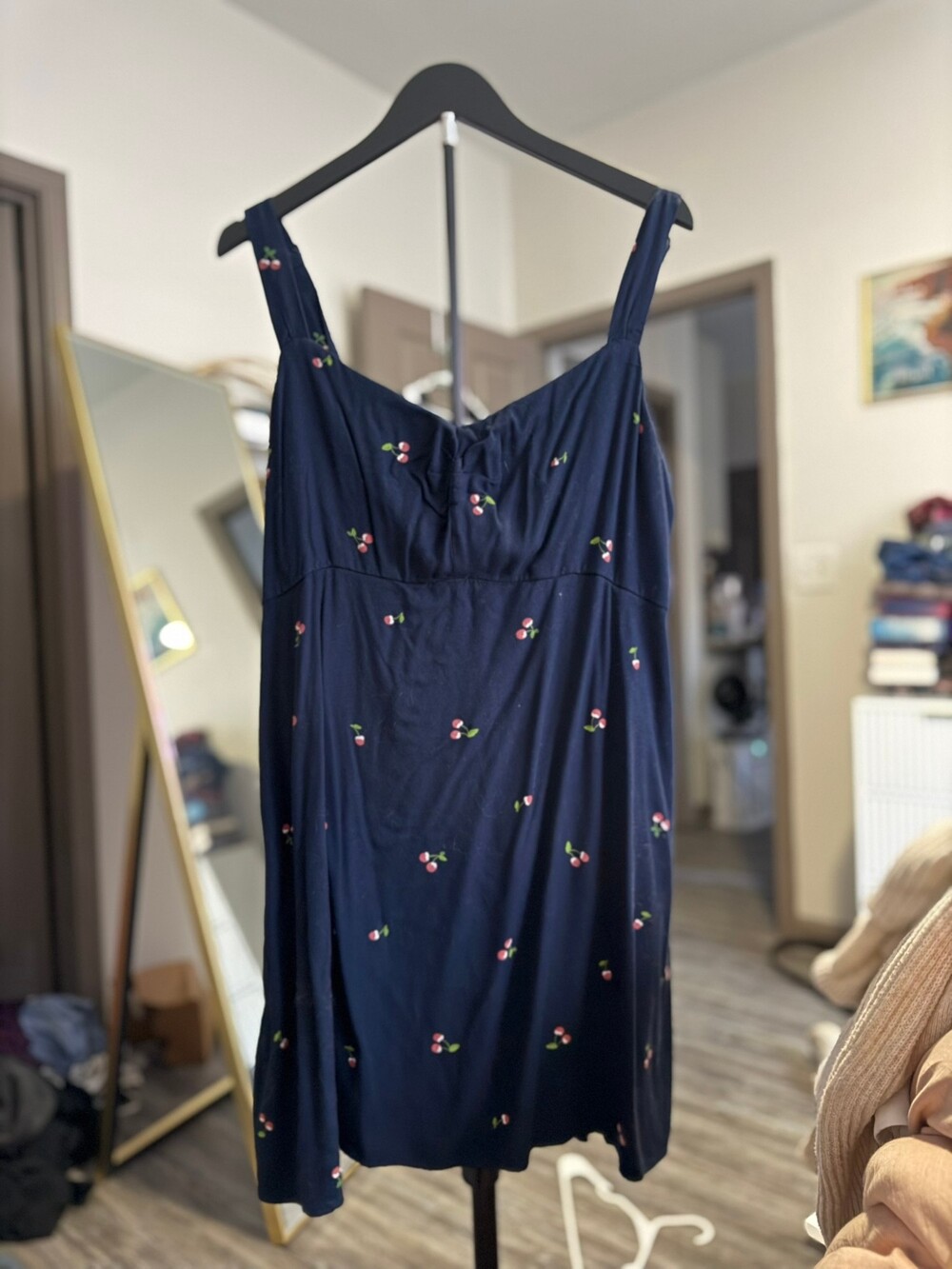 Old Navy XL Navy Cherry Print Dress with Adjustable Straps